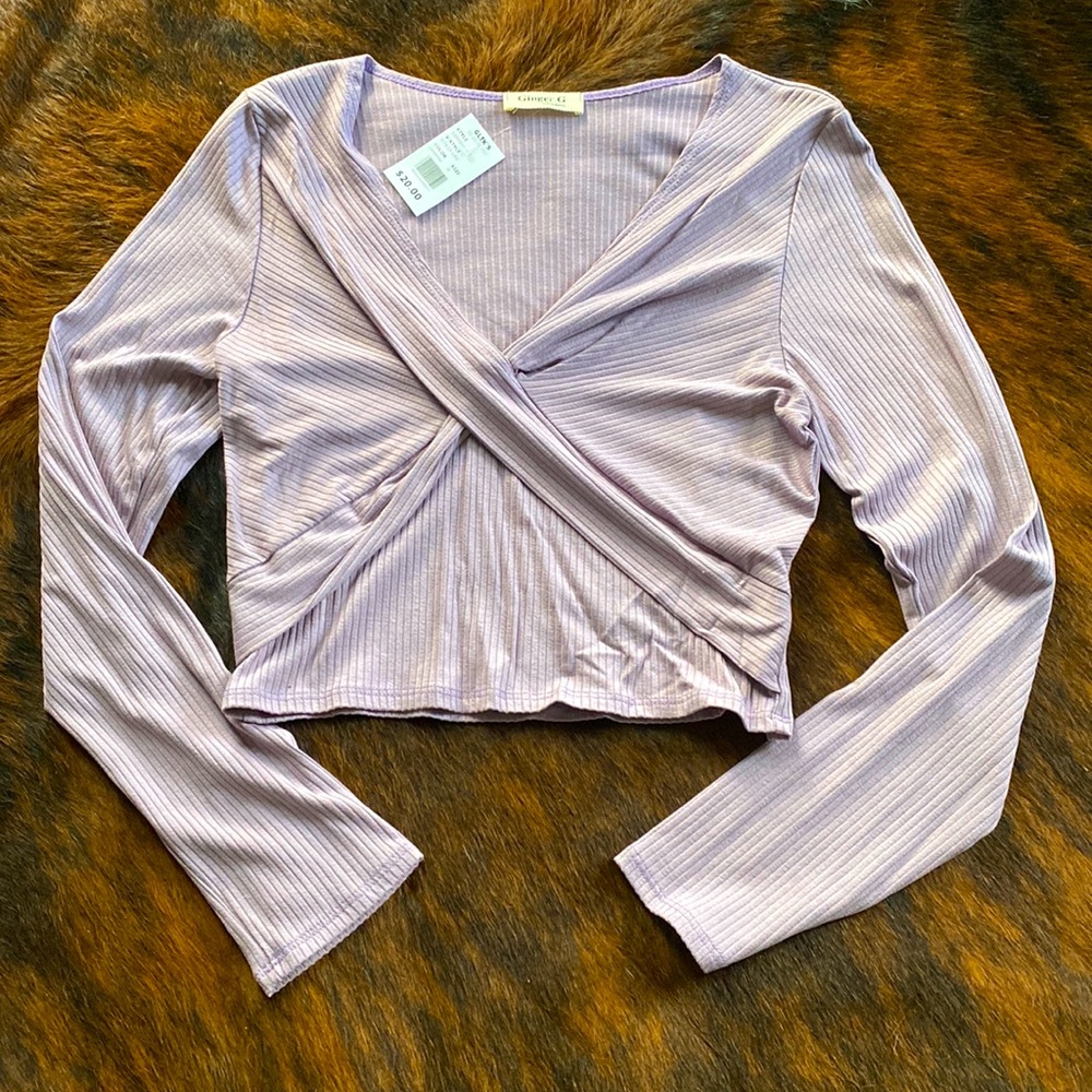 Cropped Light Purple Criss Cross Top- Size M
